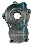 A metallic silver aluminum engine component, specifically a Collins FBS 112X Cross Tilton HRS Input Shaft Cover Adapter, shown against a plain light gray background.