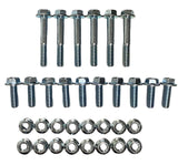 Set of 16 hex flanged head cap screws and 16 nuts for the bracket system application