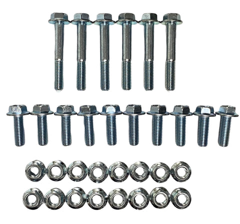 Set of 16 hex flanged head cap screws and 16 nuts for the FRS BRZ GT86 to 350Z trans tunnel reinforcement bracket system application