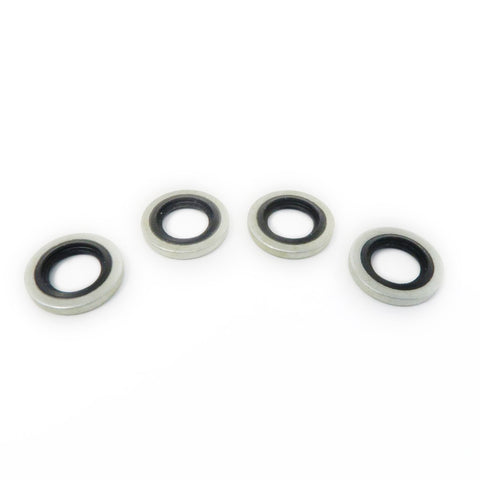 Set of four crush washers with rubber fittings approximately 1 inch wide