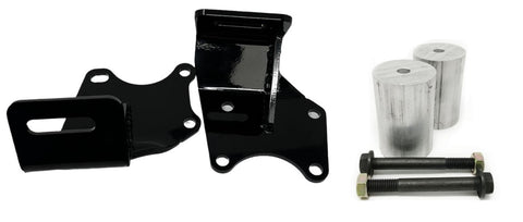 Set of 2 steel powdercoated engine mounts and 2 solid isolators for the JZ to S13 application