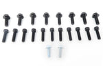 Set of 10 hex flanged head cap screws and 11 socket head cap screws for the small block chevy adapter plate