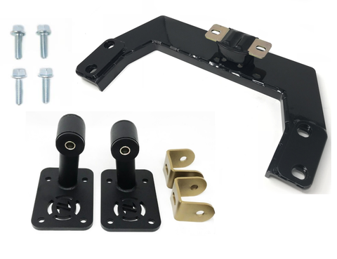 powder coated steel engine crossmember and engine mounts for ls to 350z or g35 applications with hardware