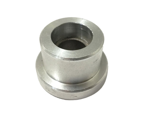 Aluminum round pilot bearing adapter for use in JZ and 1UZ applications approximately 2 inches wide by 2 inches high