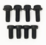 Set of 4 hex flanged head cap screws and 4 flat head cap screws for the BMW guibo adapter