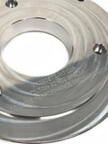 Close up of the billet aluminum Tilton slave cylinder spacer