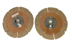 Cerametallic Nissan splined solid hub Clutch replacement discs that are keyed specifically for each side flywheel side and transmission side for the JZ engine to 350Z transmission stage 5 clutch system